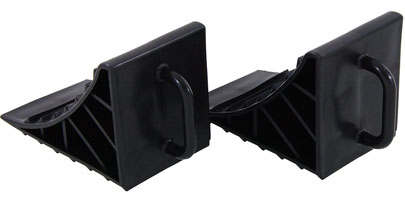 2 Black Plastic Wheel Chocks