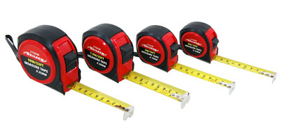 4pc Tape Measure Set - 3 / 5 / 7.5 / 10M